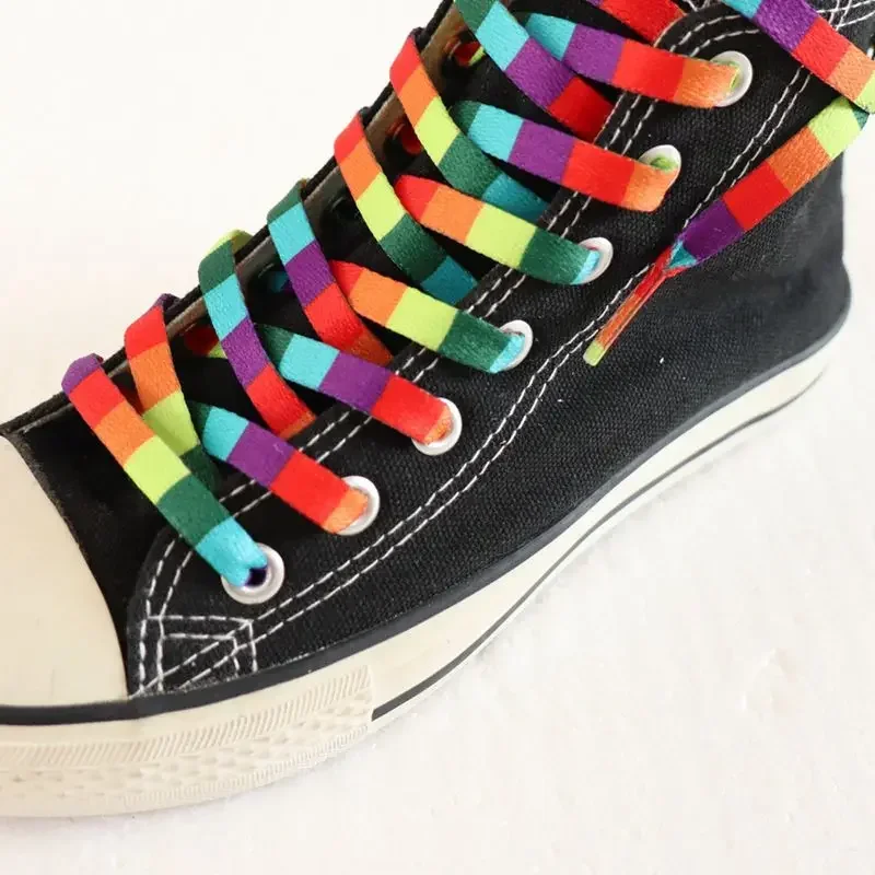 Neue flache Regenbogen-Schnürsenkel für Sneaker, bunte Schnürsenkel, farbverlaufene Schnürsenkel für Canvas-Schuhe, Schnürsenkel für Tennis, Damen und Herren – Detail 10