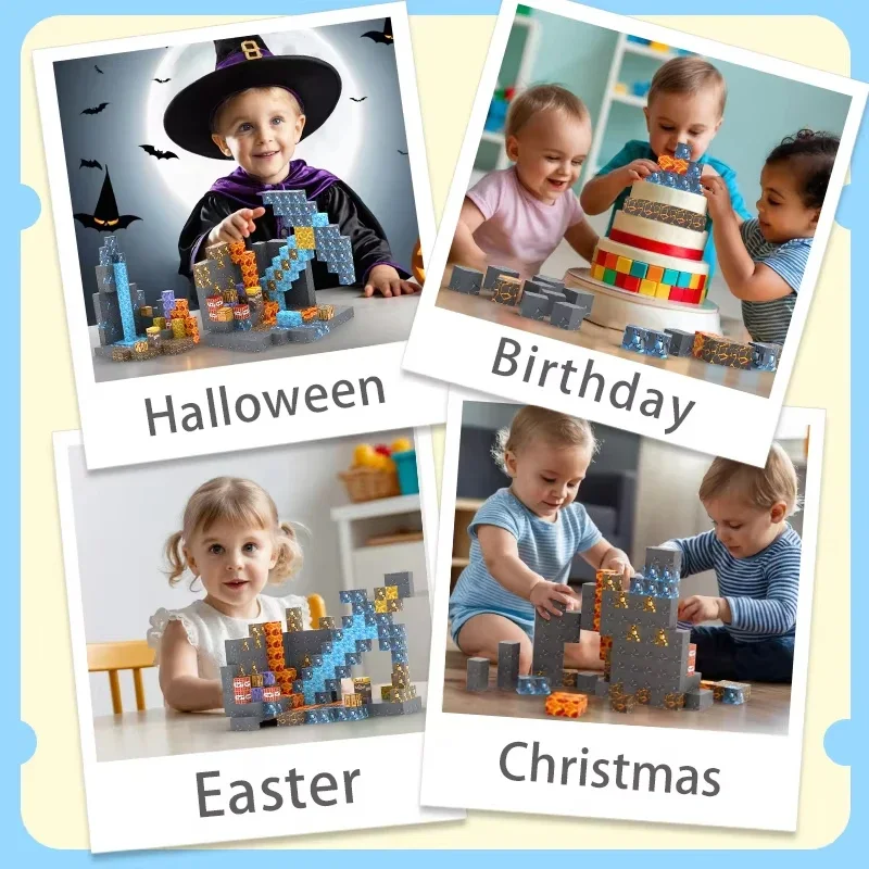 DIY Creative Magnetic Building Blocks 143PCS Magnet Cube Set for Boys STEM Puzzle Education Sensory Toys Christmas Holiday Gifts