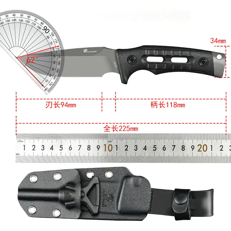 HX OUTDOORS DC53 Hunting Knife ,Survival Camping Knives Fulltang Knives Rescue EDC Fish Tool With Keydex Sheath Dropshipping