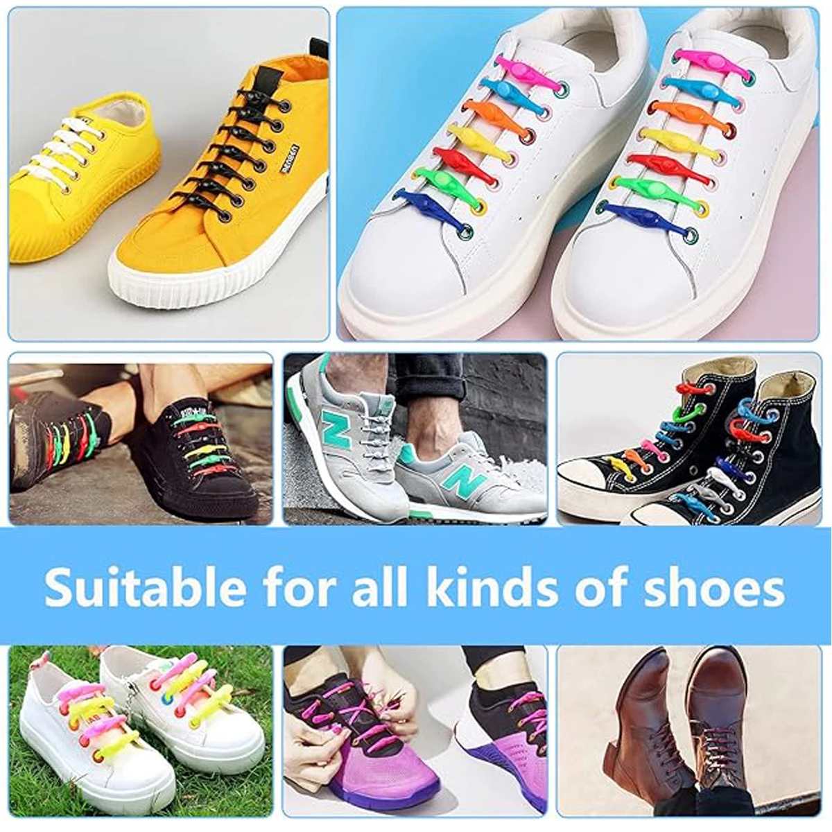 12/24-teiliges Set Lazy No-Tie elastische Silikon-Schnürsenkel für Turnschuhe, Laufschuhe und Stiefel – für Kinder und Erwachsene – Detail 6