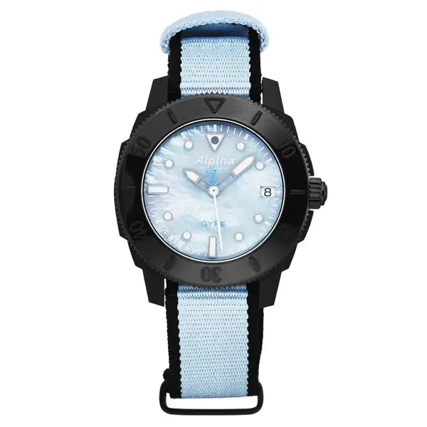 

Alpina Womens 'Seastrong Diver Gyre' Blue MOP Dial Blue Canvas Strap Automatic Watch AL-525LMPLNB3VG6