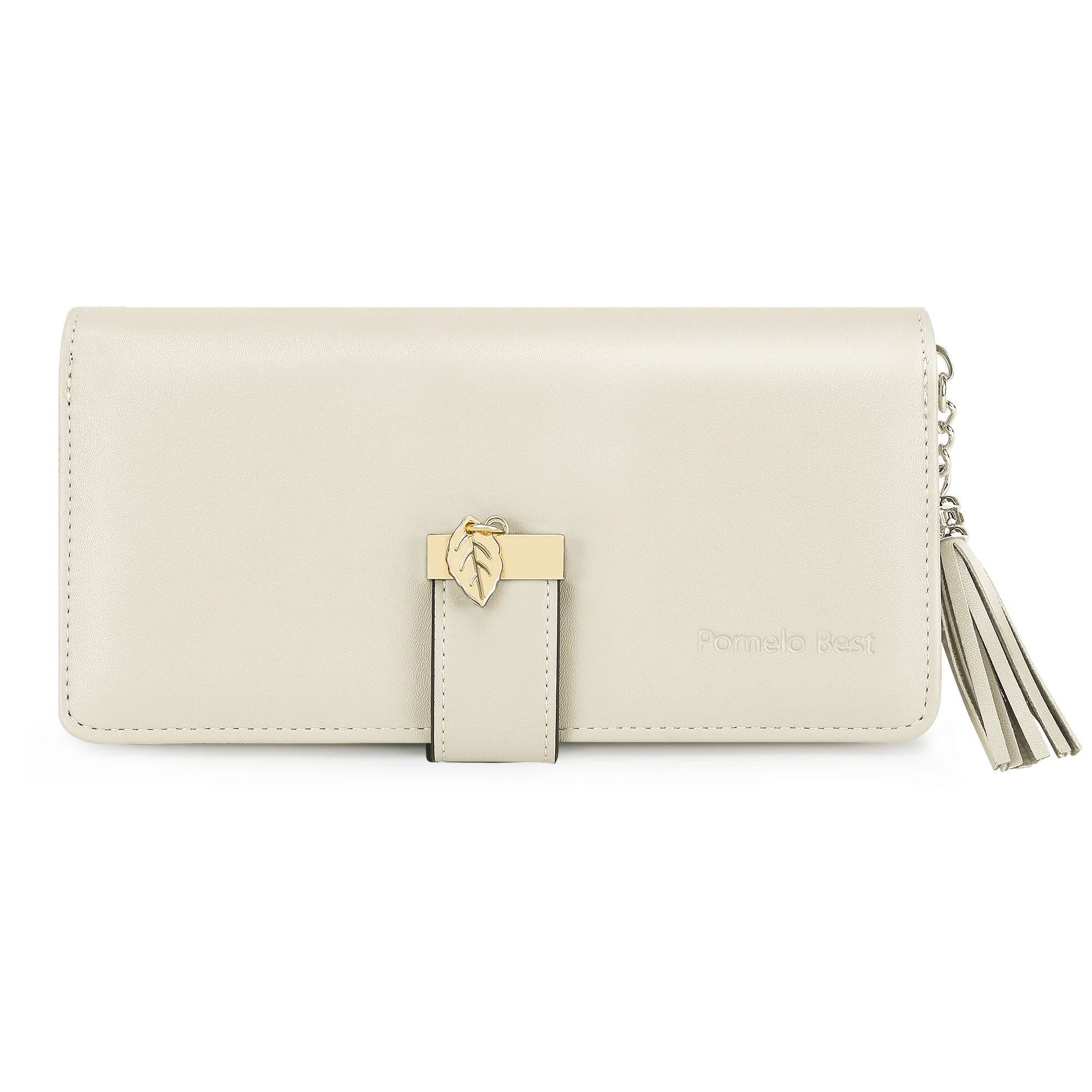 carteira-pomelo-best-ladies-white-leaf-charm-tassel-branca-lisa-classica
