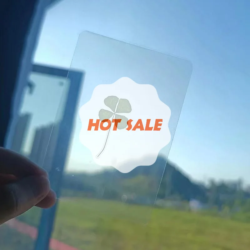 

1/5/10Pcs Lucky Clover Postcards Natural Grass Transparent Wishing Cards For Bookmarks