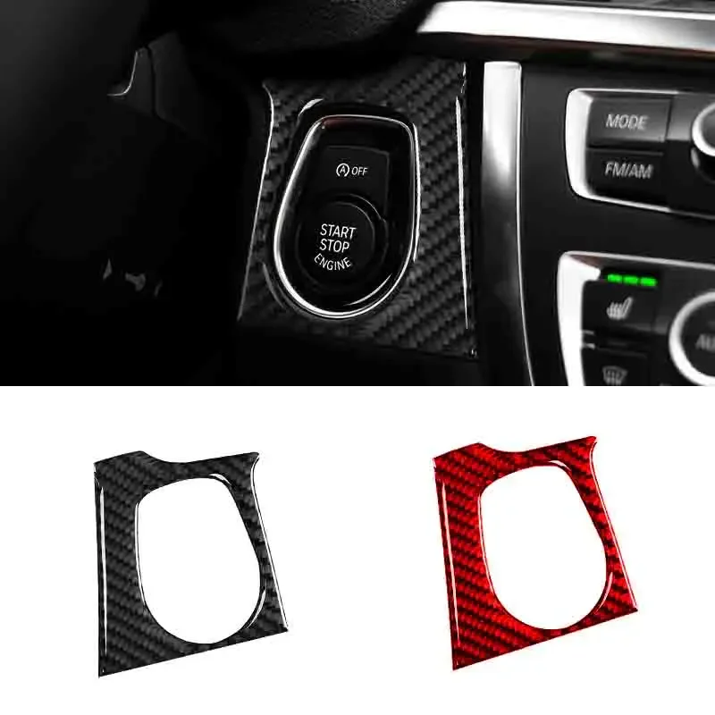 

For BMW 3 Series GT F30 F34 2013-2017 Accessories Carbon Fiber Car Start Stop Frame Ignition Switch Button Trim Frame Stickers