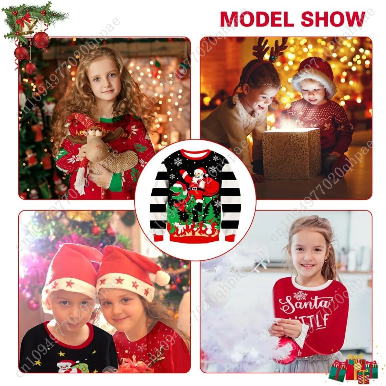 TUONROAD 7-14 سنة الفتيان والفتيات سترة عيد الميلاد القبيحة ثلاثية الأبعاد مطبوعة عطلة الشيطان كلوز البلوز للأطفال بلوزات #5