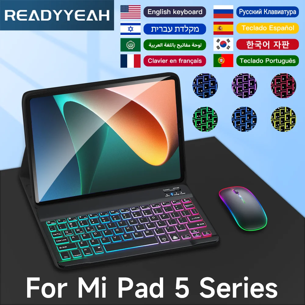 

Tablet Case For Xiaomi Pad 5 Pro 11 Case With Bluetooth Keyboard And Mouse For Xiaomi Magnetic Cover Funda Backlight Keyboard