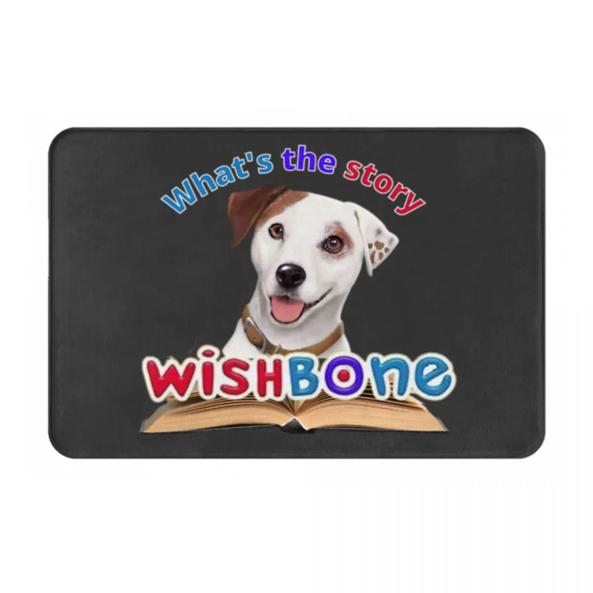 Tapis de sol carré « Whats The Story Wishbone With Book » pour entrée de dortoir étudiant, tapis d'entrée commercial pour hôtel