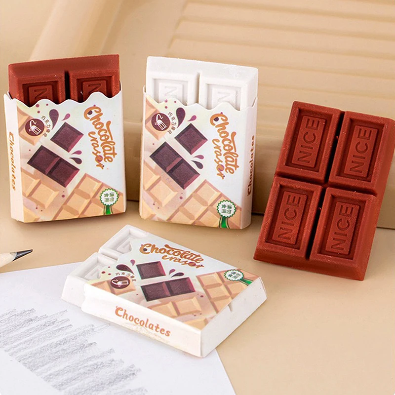 1pcs Cartoon Chocolate Design Eraser Large Eraser Student Painting Writing Pencil Eraser Stationery School Office Supplies