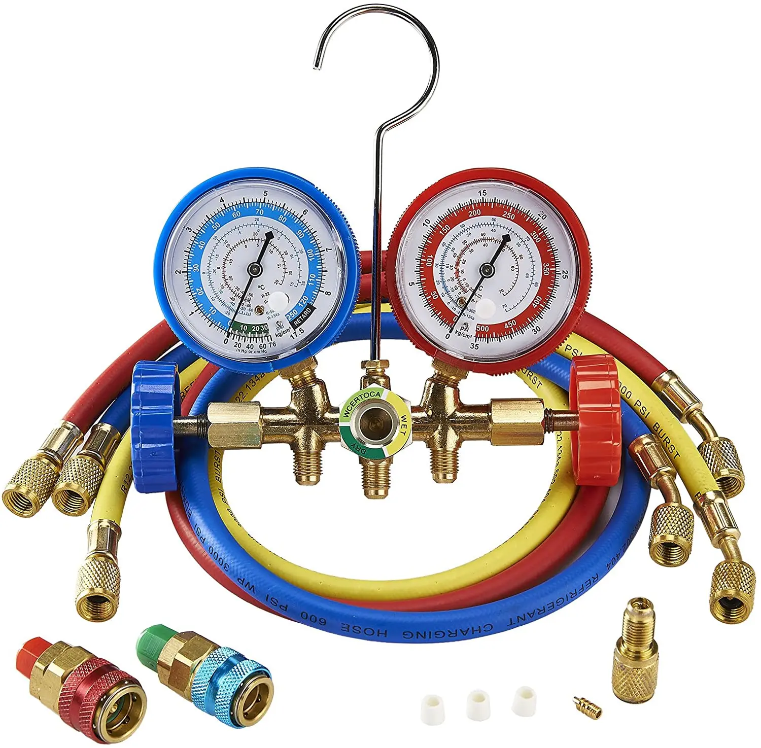 Refrigerant Manifold Gauge Air Condition Refrigeration Set Charging Hose for R12 R22 R404A R134A Refrigerants