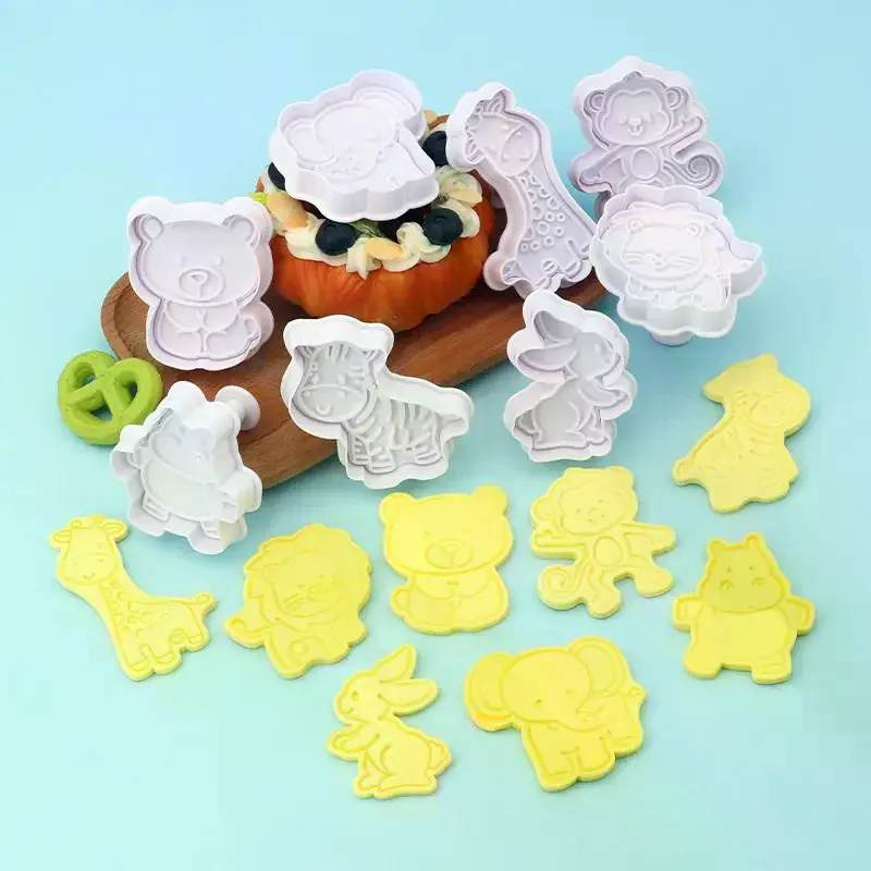 4 Pcs/Set Animal Plastic Biscuit Mold DIY Kitchen Cake Decorating Tools Cookie Cutter Stamp Fondant Embosser Die
