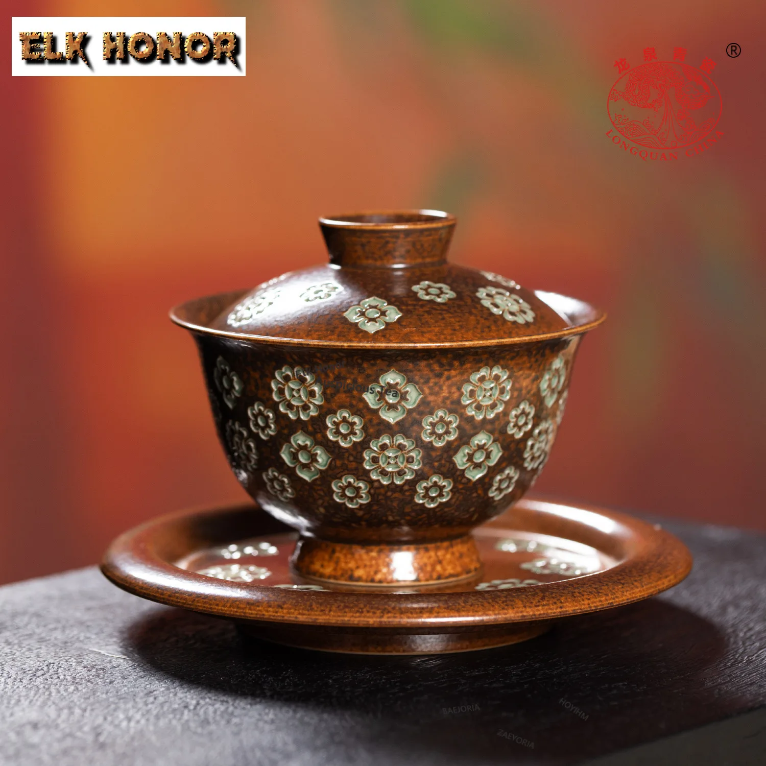 

170ml Handmade Po-phase Flower Celadon Gaiwan Aesthetic Tea Tureen Tea Bowl with Lid Kit Tea Maker Cover Bowl Teaware Collection