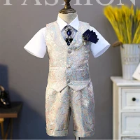 

Children's Formal Vest Suit Wedding Birthday Baptism Party Boy Gown Piano Performance Costume Kids Waistcoat Sets