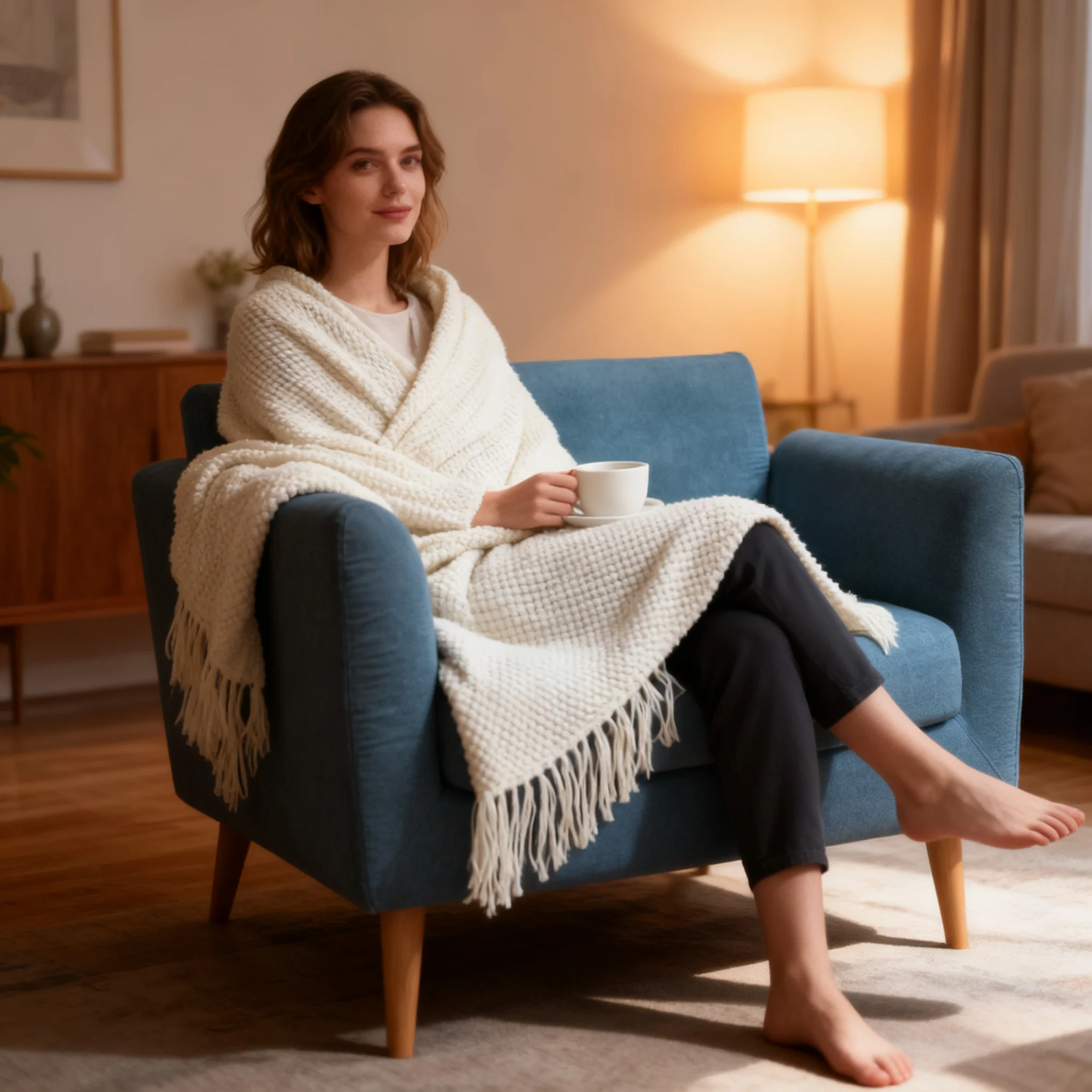 

Solid Color Knitted Homestay Bed End Decorative Runner, Instagram Style Nap Throw Blanket for Sofa Couch Cover