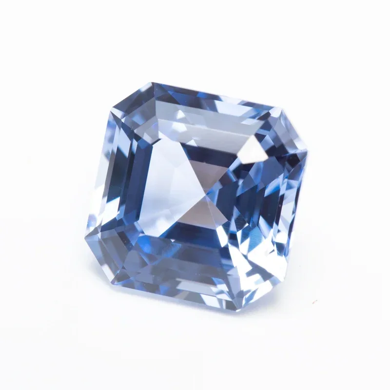 Lab Grown Sapphire Cornflower Color Asscher Cut Charms Extreem glanzende edelsteen DIY Ring Ketting Oorbellen Hoofdmaterialen