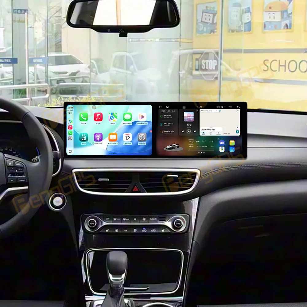 

10,1-дюймовый двойной экран Android для Hyundai Tucson 2019-2020, автомобильная приборная панель, мультимедийный плеер CarPlay, BT, GPS, Wi-Fi, стерео головное устройство