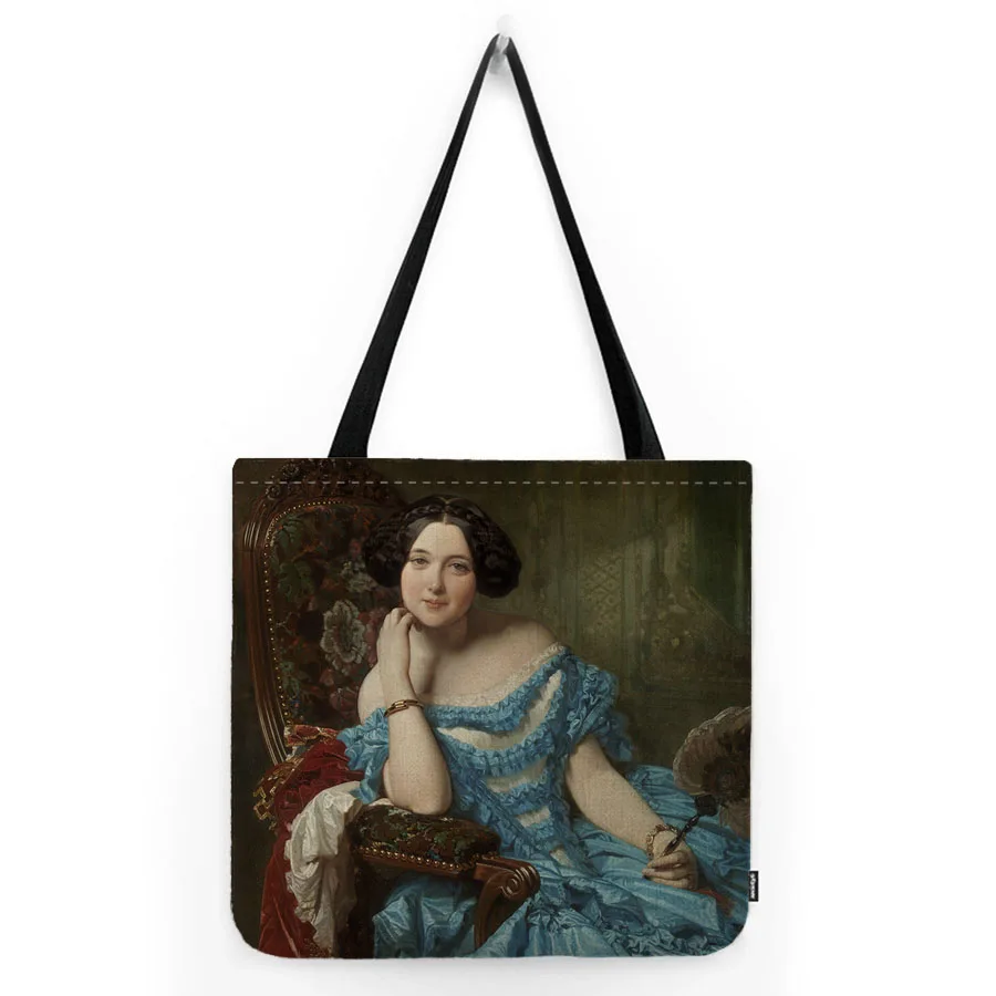 Spain Federico de Madrazo Isabella Princess Queen Duchess Madame Royal Portait Oil Painting Fashion Tote Bag Shoulder  Bag