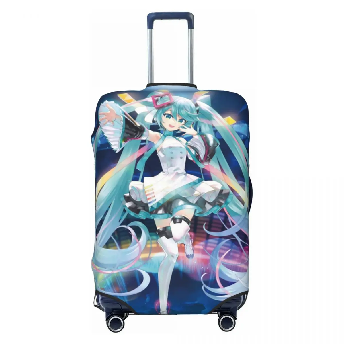 カスタム初音ミク-vocaloid-ロックアニメ荷物カバーファッションスーツケースプロテクターカバー-18-32-インチに適しています