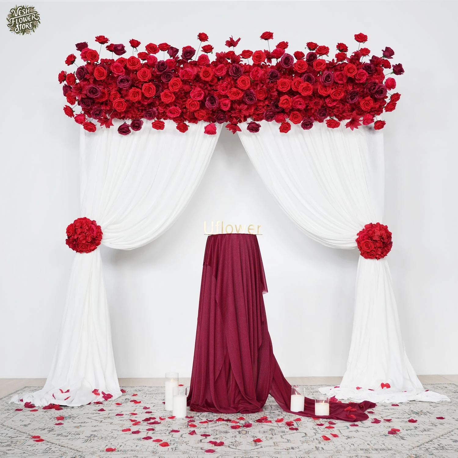 Deluxe Red Rose Hydrangea Flower Row Arch Wedding Proposal Anniversary Flower Party Decoration