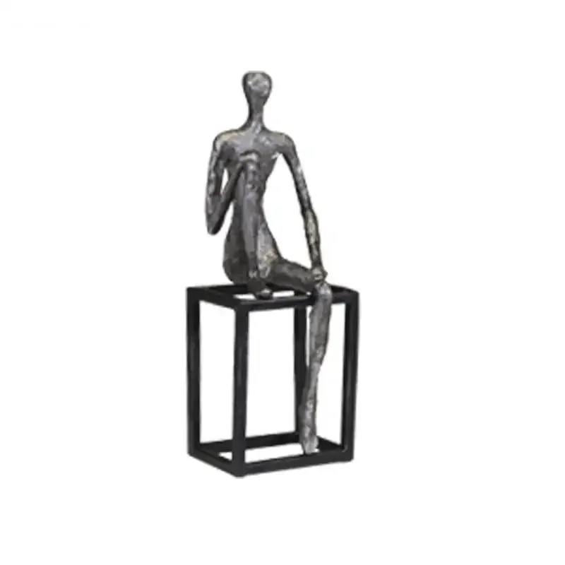 

#For Thinker Abstract Characters Ornaments Desk Decoration Silver Figure Sculpture Resin Crafts Room Aesthetics Decor*