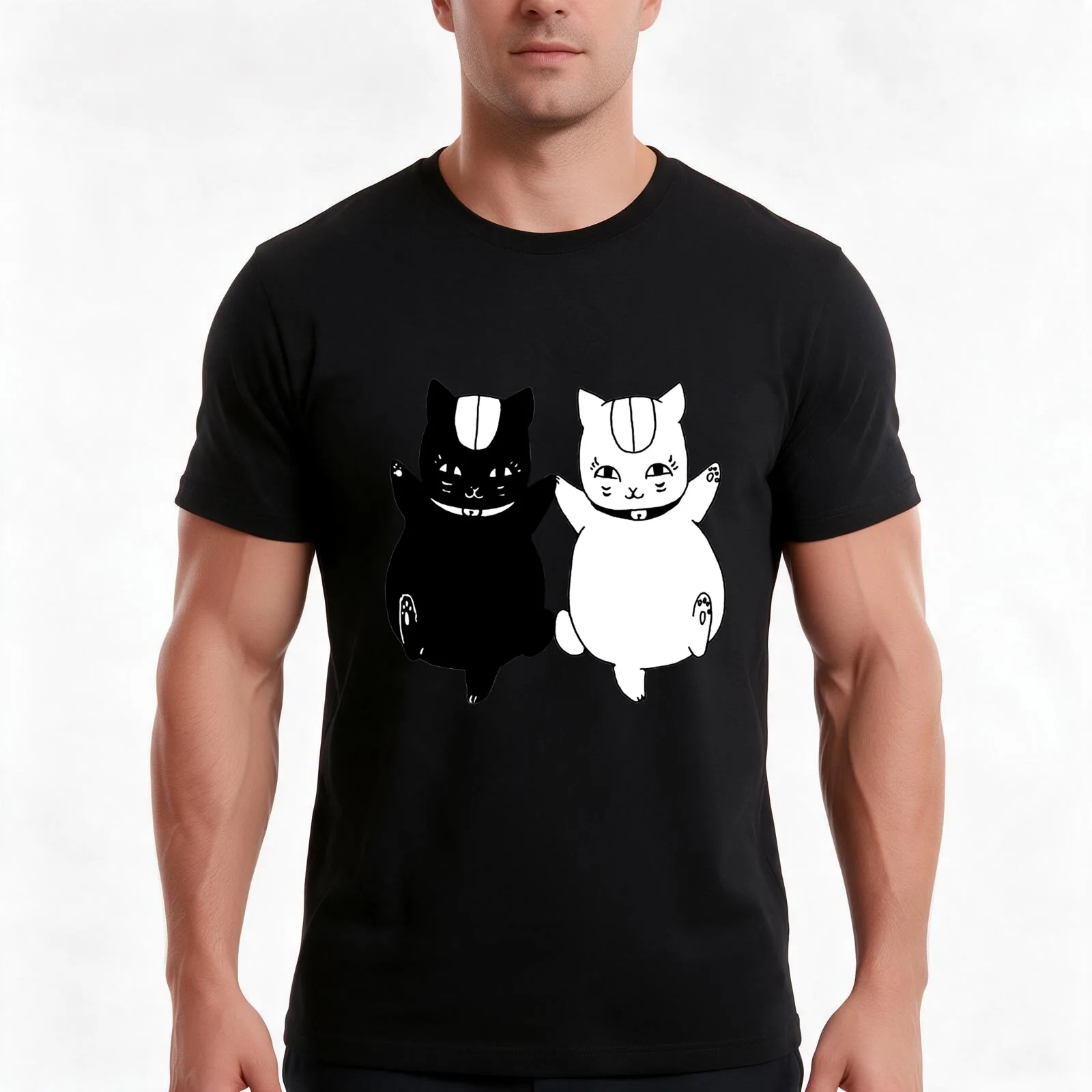 Nyanko Sensei and Nisenyanko T-Shirt Summer Casual Cotton Tee Oversized Streetwear Tops Vintage Graphic Print 100% Cotton