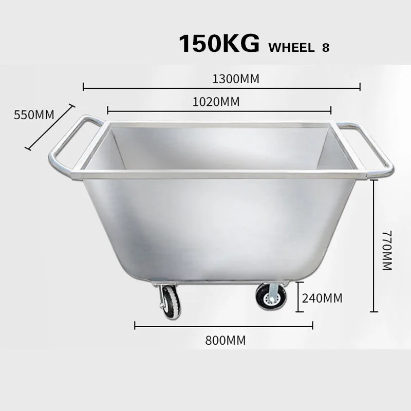 New Commercial-Grade Stainless Steel 4-Wheel Utility Cart for Poultry Farm Livestock Feed Transport Barrow