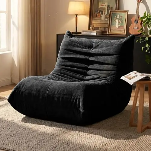 Bean Bag Chair for Adults, Line Fabric Lazy Sofa Couch, Memory Foam Filled Bean Bag Lounge Chair Perfect for Living