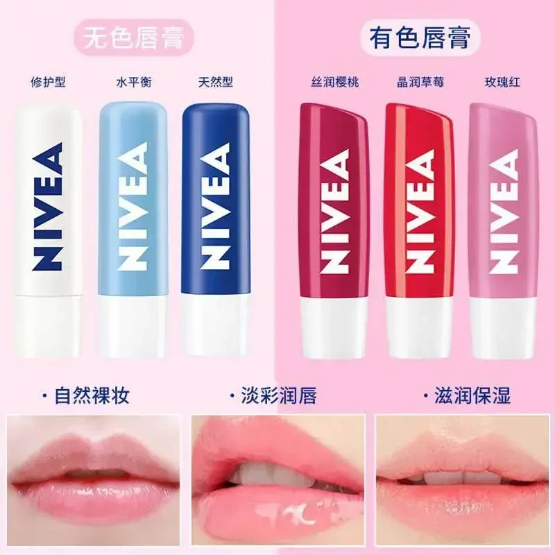 NIVEA-bálsamo labial hidratante, 4,8g, lápiz labial, aceite Natural para el cuidado de los labios, reparación nutritiva, cuidado de los labios, maquillaje bonito, producto de belleza rara