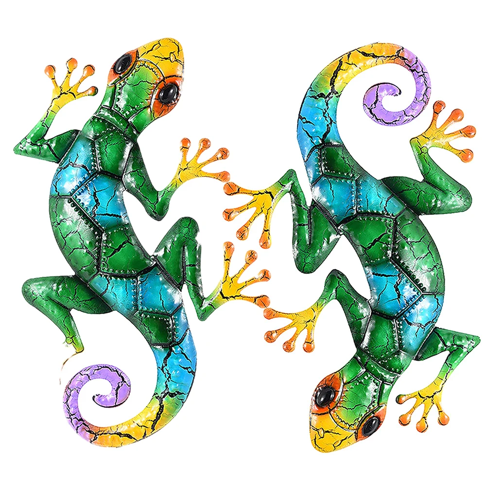 Metal Gecko Yard Garden Decoration for Outdoor Statues Home-garden Wall Decor Miniature Accessories Sculpture Lizard Ornaments