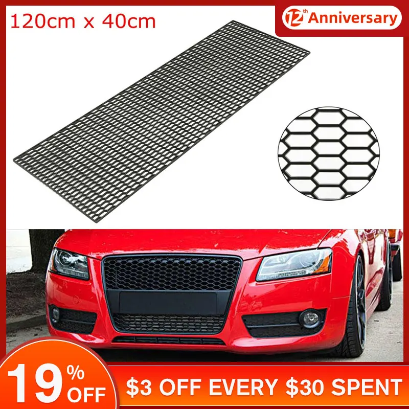 

120X40cm Universal Car Styling Air Intake Racing Honeycomb Meshed Grille Spoiler Bumper Hood Vent Racing Grills