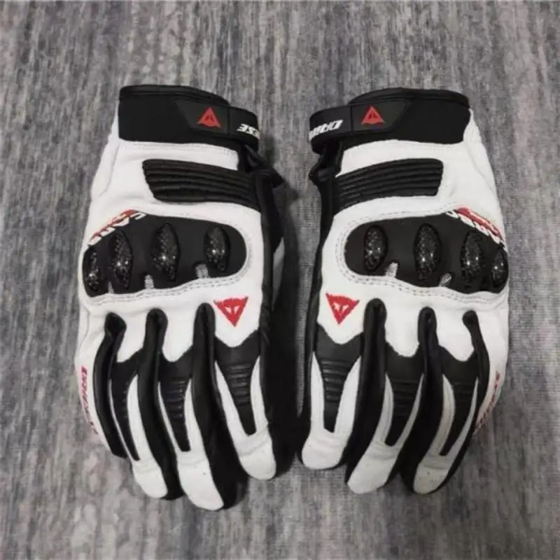 DAINESE-guantes de piel de oveja artificial, fibra de carbono, anticaída y resistentes al desgaste, de cuero, para carreras de motocicletas