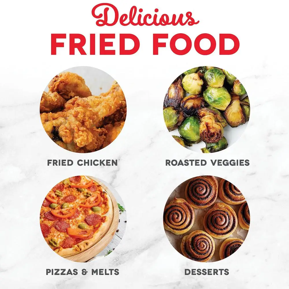 مقلاة هوائية كهربائية مدمجة 2.6Qt، تقنية AirCrisp للطهي الصحي، سريعة وسهلة إيقاف تلقائي، سلة غير لاصقة للوجبات السريعة