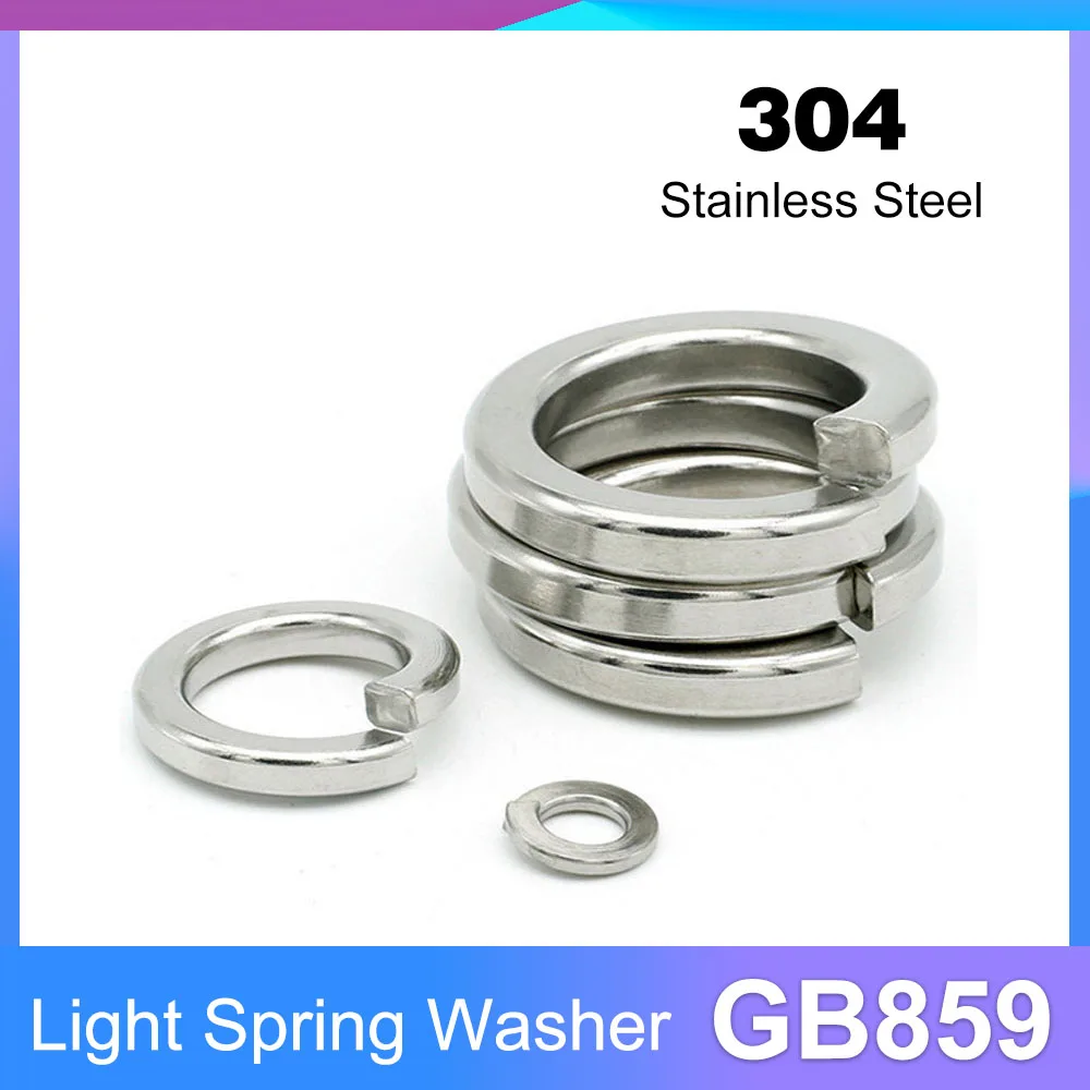 

304 Stainless Steel Light Spring Washer M2 M2.5 M3 M4 M5 M6 M8 M10 M12 M16 Split Lock Elastic Gasket GB859