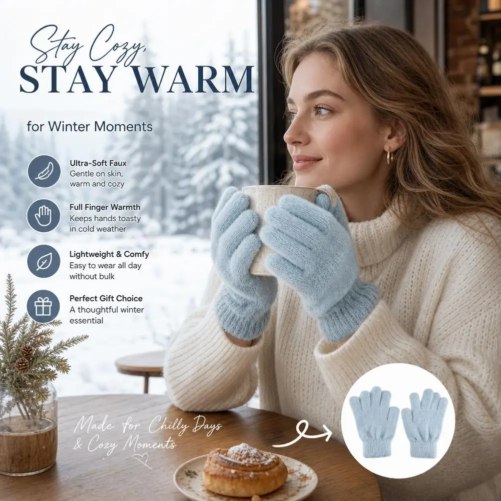 18 x 9 cm Unisex Fall and Winter Outdoor Warm Anti-slip Cycling Gloves Solid Color Basic Cold Resistant Knitted Gloves