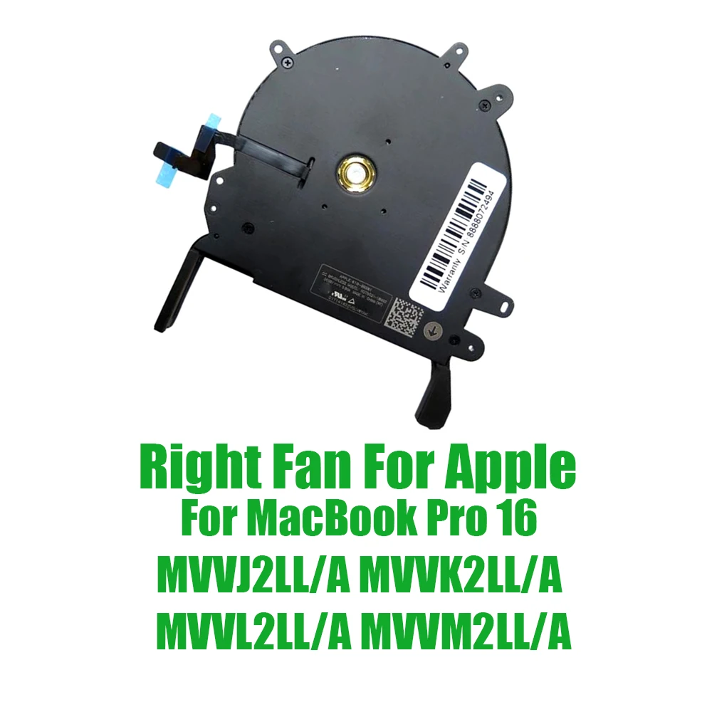 For Apple For MacBook Pro 16 MVVJ2LL/A MVVK2LL/A MVVL2LL/A MVVM2LL/A DC5.1V 2W Replacement Laptop Right Fan