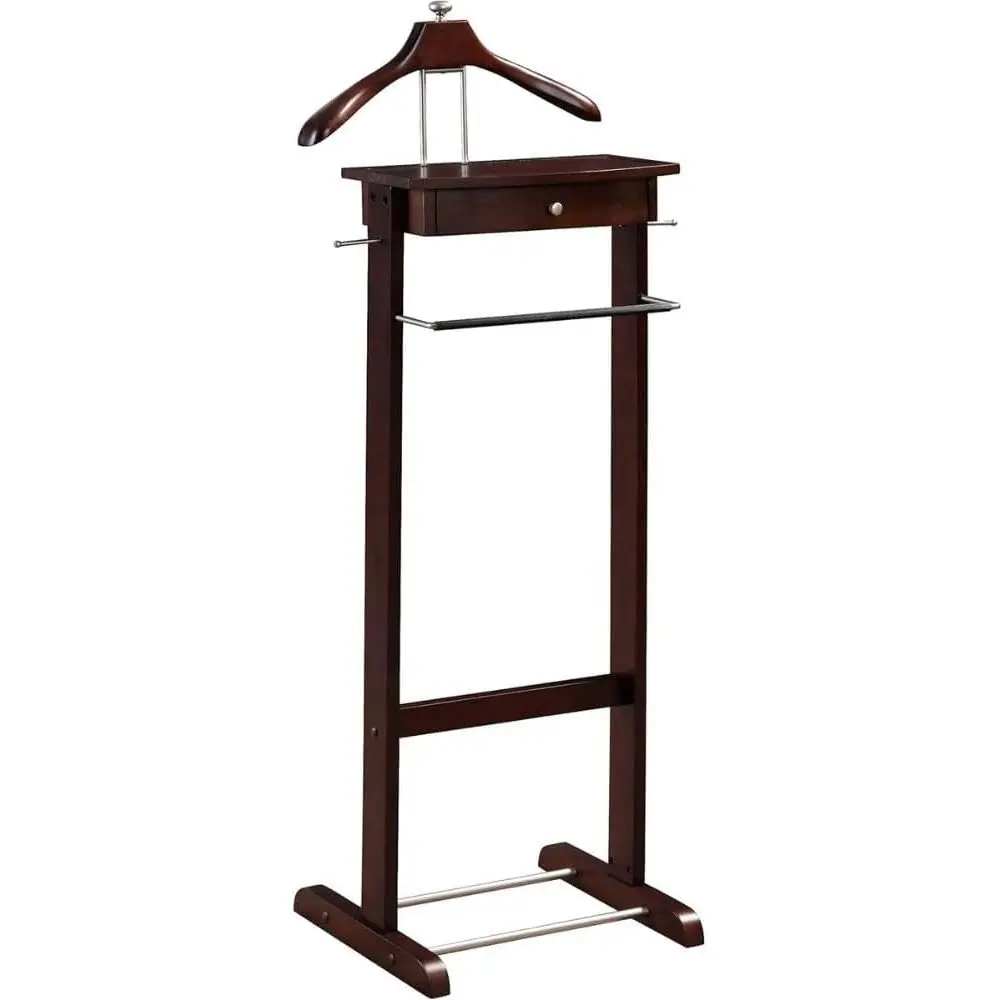 

Деревянная вешалка-органайзер с контурной вешалкой, планкой для брюк, крючками для ремней и галстуков, полкой для обуви или брюк и аксессуаров, для организации гардероба