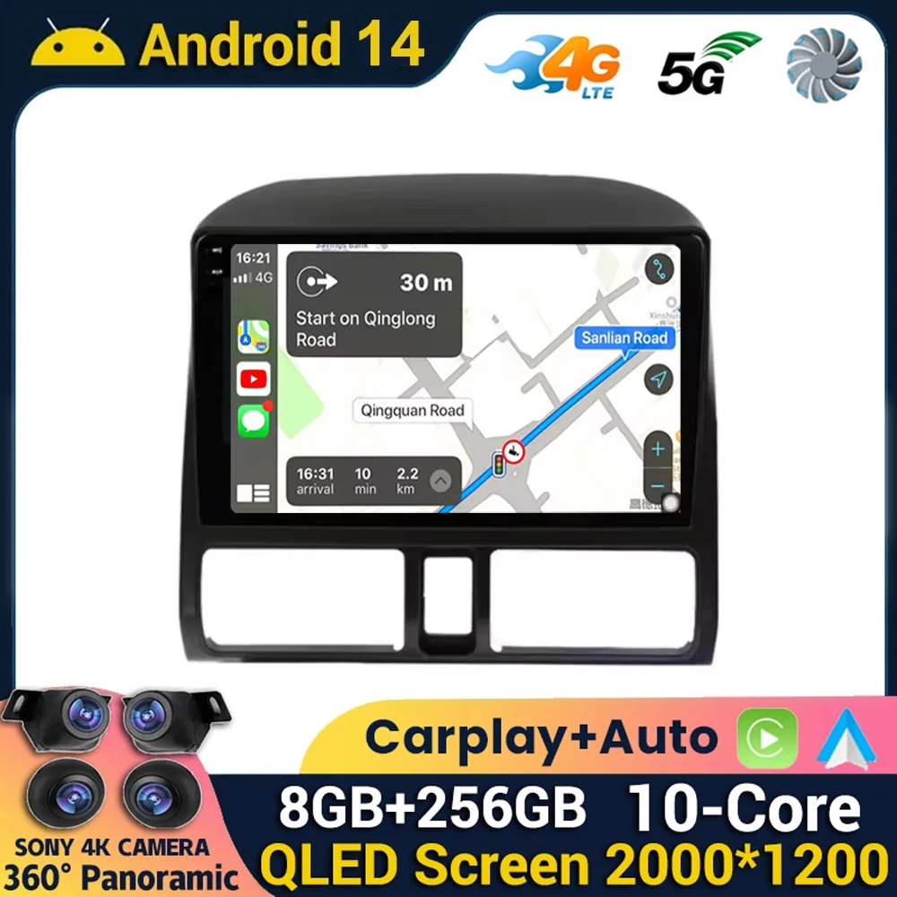 

AutoRadio Android 14 Carplay Auto Car Multimedia Video Player For Honda CR-V CRV 2 2001 - 2006 Navigation GPS Head Unit No dvd