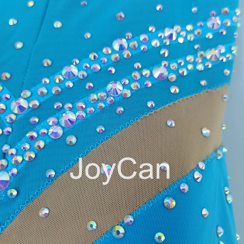 JoyCan Rhthmic Gymnastics Leotards Girls Women Blue Spandex Elegant Dance Wear for Competitiion