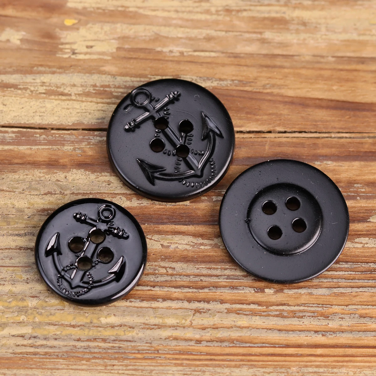 10pcs Large Black Buttons Shiny Boat Anchor Luxury Mens Suit Coat Sewing Accessories Classic Round Dark Buttons DIY Supplies