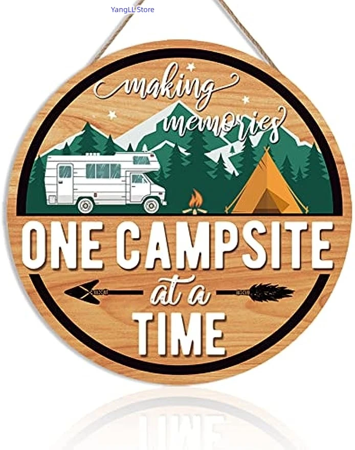 

Camping Wooden Hanging Sign,Summer Camp Decorations,One Campsite At A Time Camping Decorations,Yard, Lake House,Cabin,RV Decor