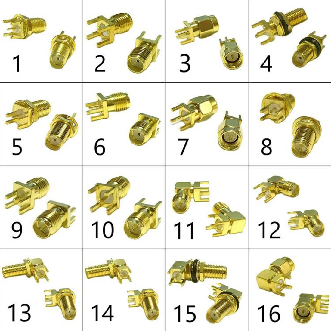 1PC SMA Male/ Female Jack RF Connector PCB Mount Solder Post Wire Terminal Adapter Goldplated Straight Right Angle Wholesale