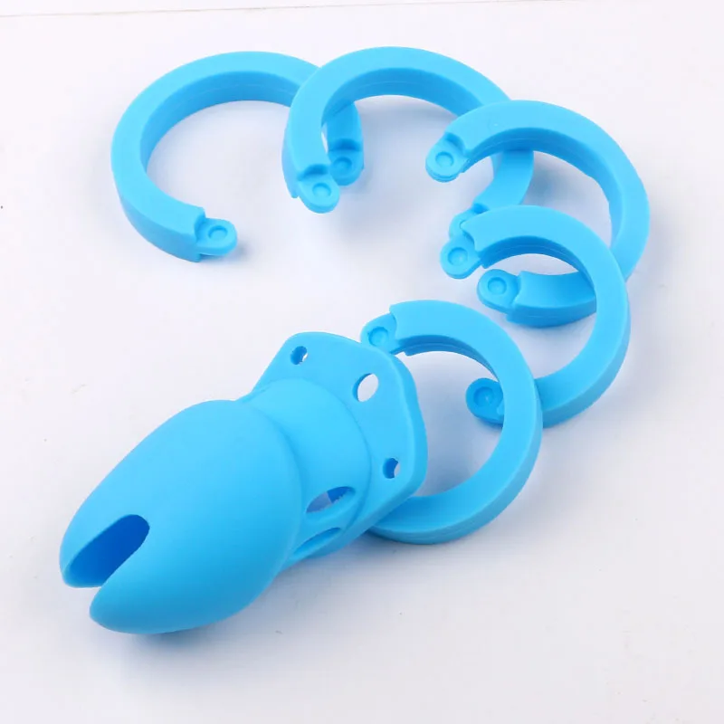 Soft Silicone Male Chastity Device Cock Cage Sex Toys With 5 Penis Ring Prevent Breaking Free Standard Short Cock Cages Sex Shop