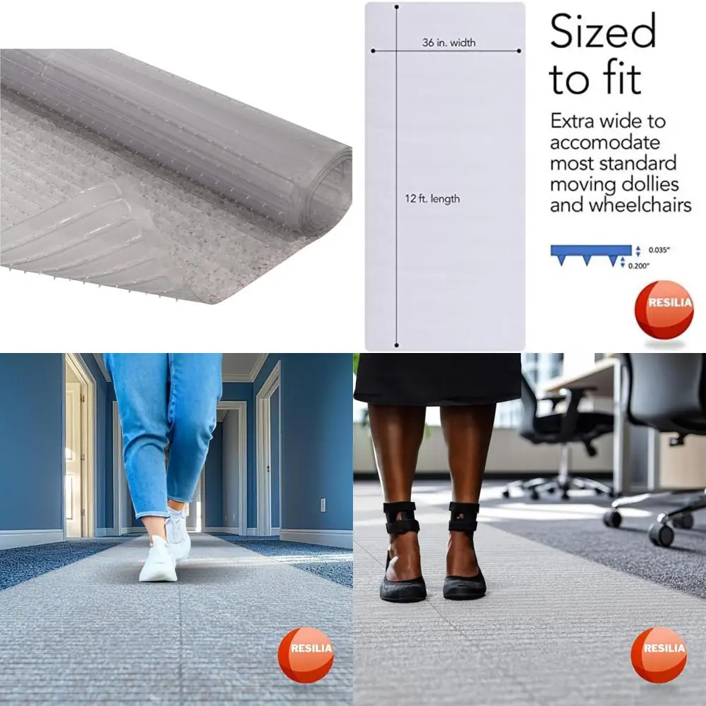 

Доріжка для ковров RESILIA с глубоким ворсом — пластиковая виниловая защита для ковров и ковров, водонепроницаемые прозрачные виниловые направляющие для пола, ширина 36 дюймов x 1