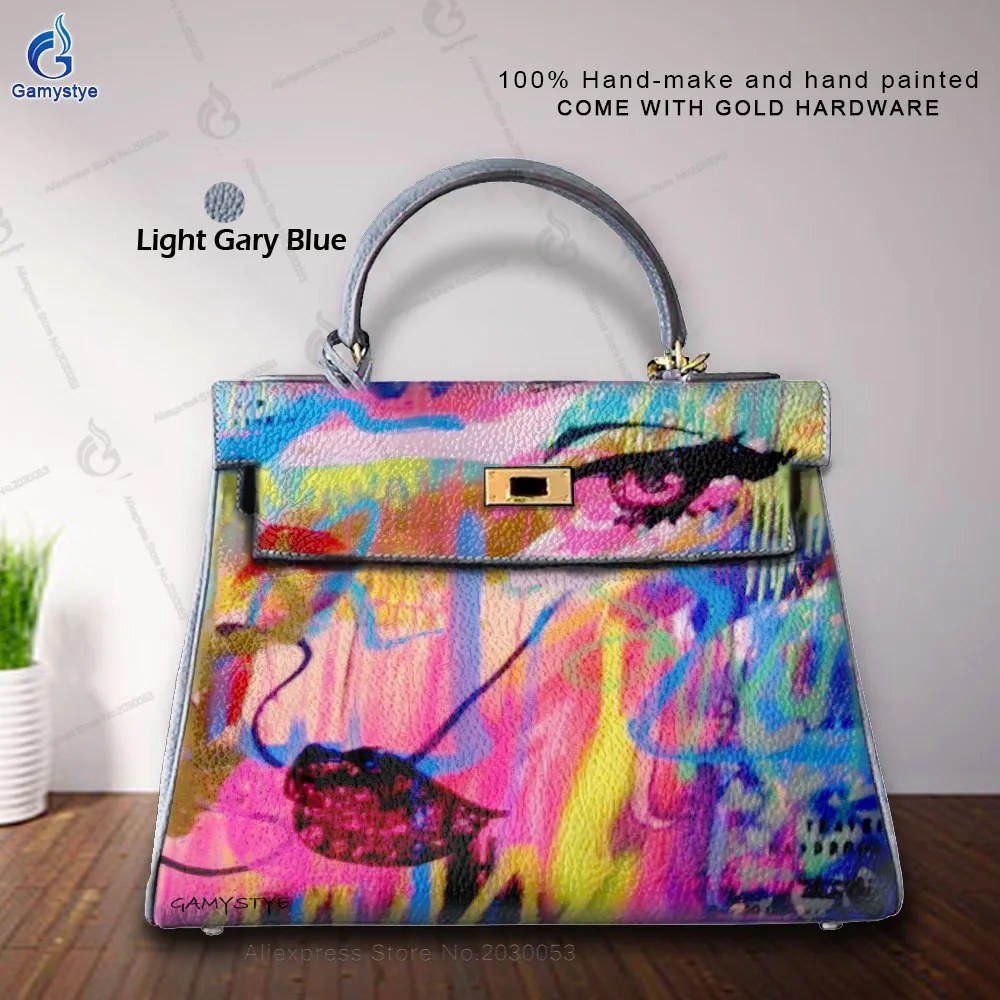 Street Artisc Hand Draw A beautiful woman Bags Ladies Tote Handbags Messenger Shoulder Bag For women Popular Genuine Leather New