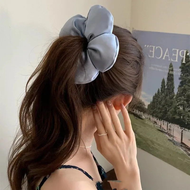 Novas Faixas de Cabelo Elásticas Florais Coreanas de Esponja, Tamanho Grande, Laços de Cabelo com Flores Doces, Presilhas Femininas, Acessórios de Cab