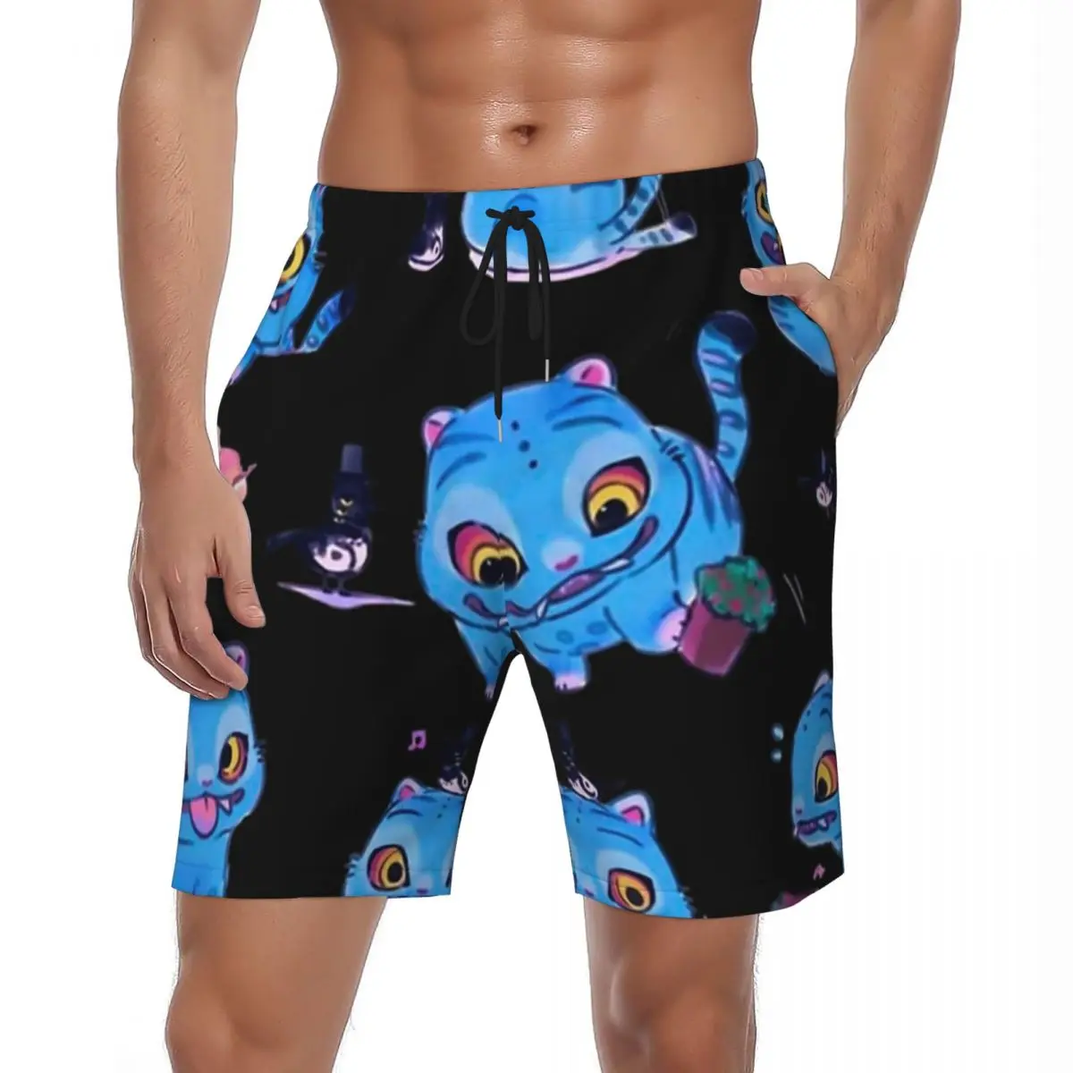 

Летние шорты для мужчин Huntrix Demon Hunters Blue Tiger, милые спортивные пляжные шорты, быстросохнущие плавки, большой размер