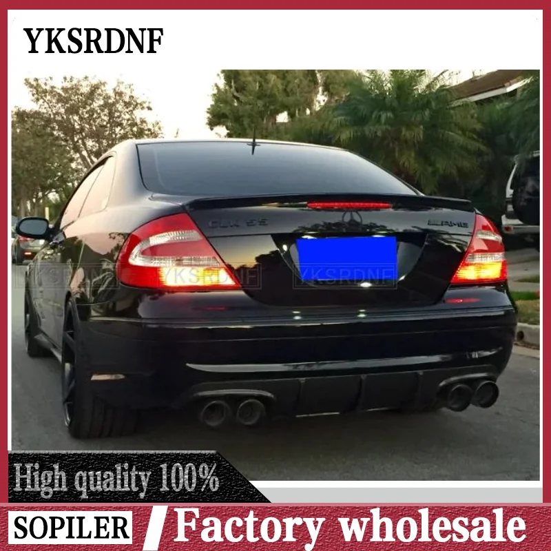 For Benz W209 CLK200 280 350 55 63 Car Trunk Spoiler Carbon Fiber/FRP Auto Rear Trunk Wing Accessories Spoiler 2004-2007