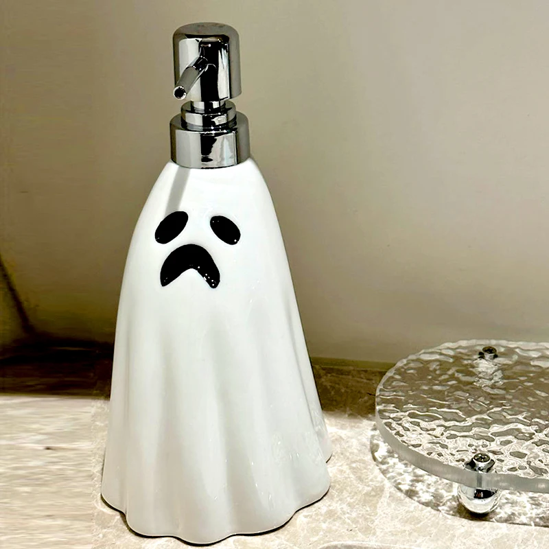 Ceramic Ghost Hand Sanitizer Bottle High-capacity Pressing Storage Bottle Cosmetic Lotion Pump Container Hotel Bathroom Supplies