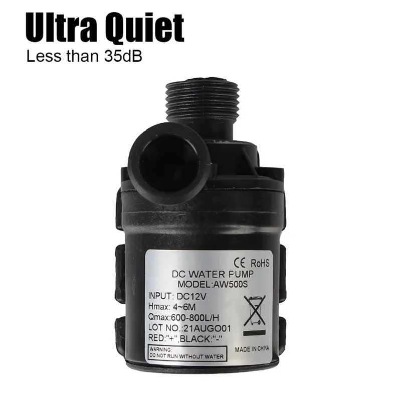 A15Q-Mini Submersible Water Pump 12V DC Brushless Motor Ultra-Quiet 800L/H 5M Portable For Garden Cooling Systems