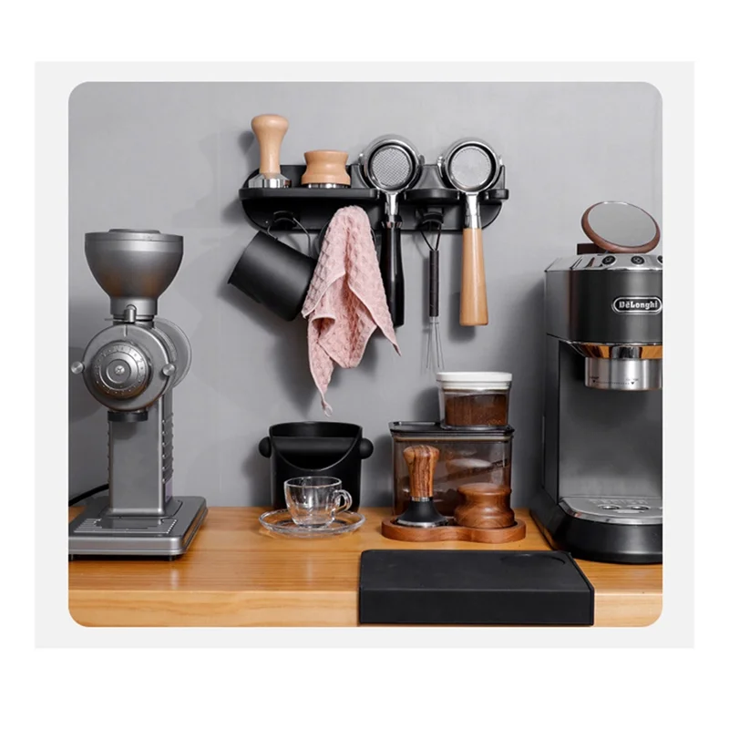 AF93-Rak Penyimpanan Mesin Kopi Tanpa Meninju Mesin Kopi Finishing Wall Stand Powder Cloth Organizer Finishing Wall Stand Du