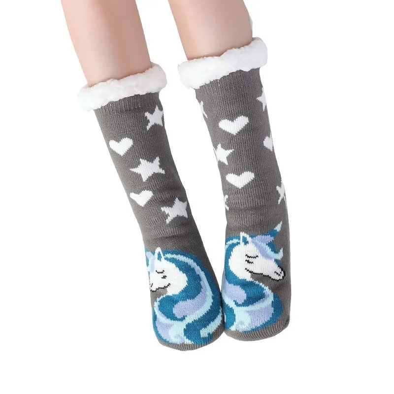 ‌ 裏起毛ハウスソックス 大人用 冬用 暖かい 滑り止め付き ミッドカーフ スリーピングスリッパ 滑り止め 室内 屋外兼用 快適な履物 ソックス